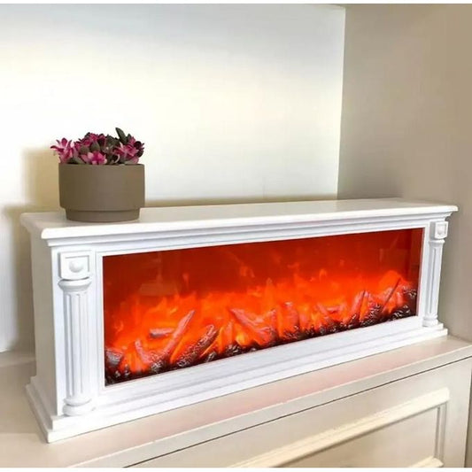 Cheminée Artificielle Électrique Décorative (60 x 22 x 12cm) – Effet Flamme Réaliste avec Chauffage Intégré