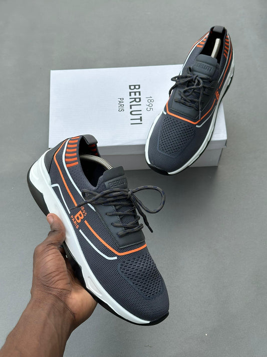 Baskets de luxe pour homme Berluti, pointures 41 à 46 (Bleu-Orange)