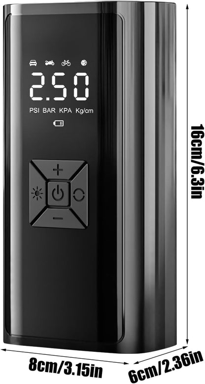 Pompe à air, gonfleur pour pneus sans fil avec écran LED pour voiture, vélo, moto, camping-car, urgence, voyage, camping