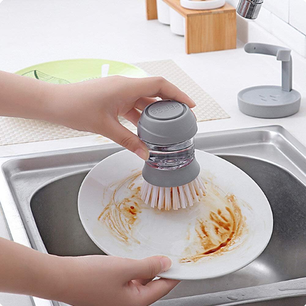 Brosse à vaisselle avec distributeur de liquide vaisselle, accessoire de cuisine, outil de nettoyage