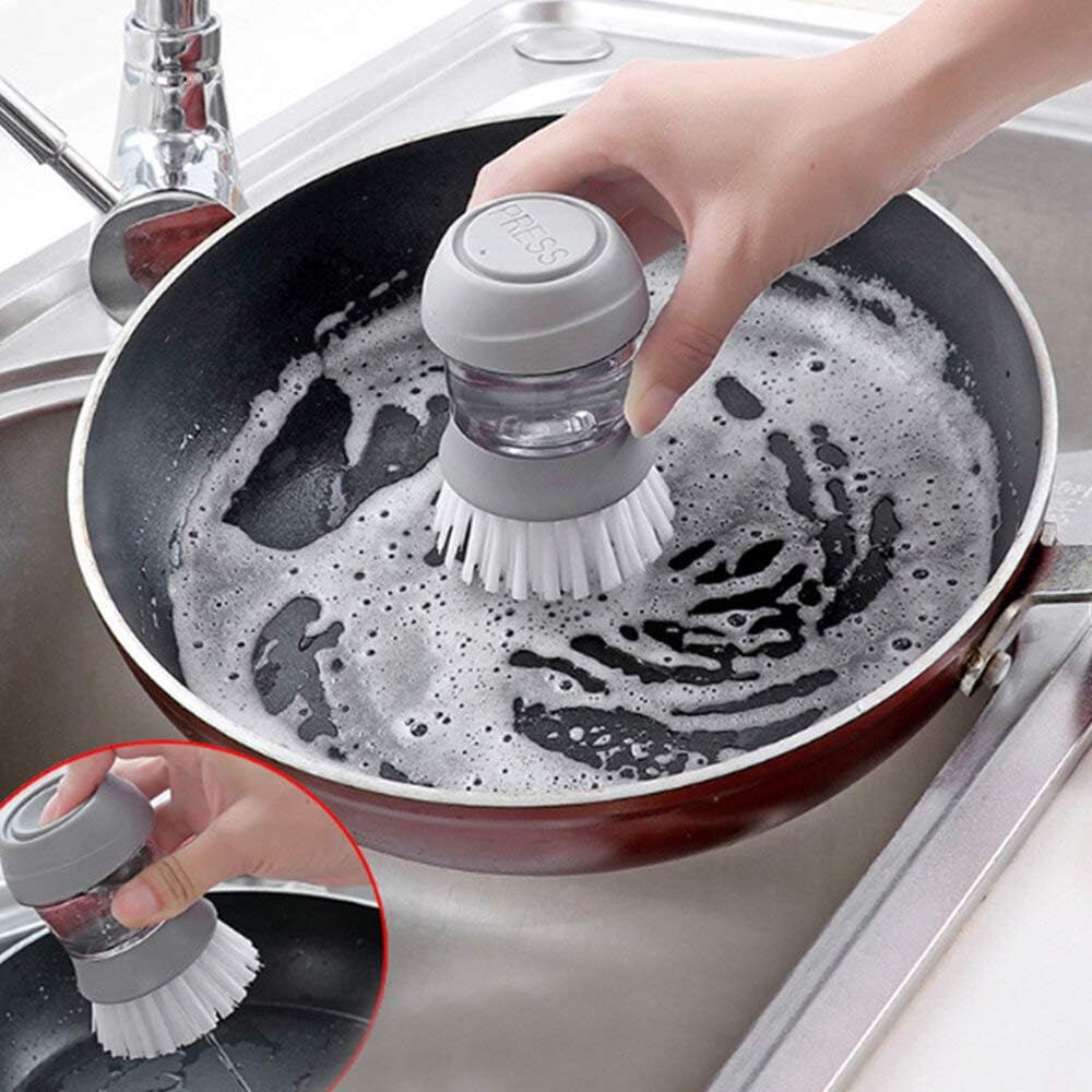 Brosse à vaisselle avec distributeur de liquide vaisselle, accessoire de cuisine, outil de nettoyage