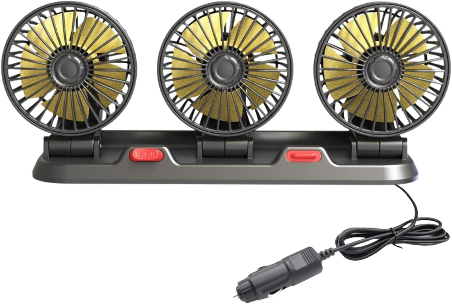 Ventilateur de voiture 360 ° réglable 3 tête ventilateur d'air automobile ventilateur électrique voiture ventilateur silencieux pour bureau à domicile et voiture