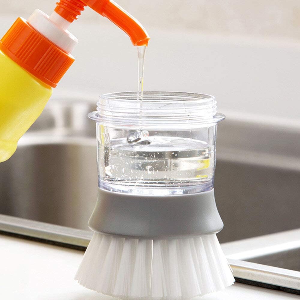 Brosse à vaisselle avec distributeur de liquide vaisselle, accessoire de cuisine, outil de nettoyage