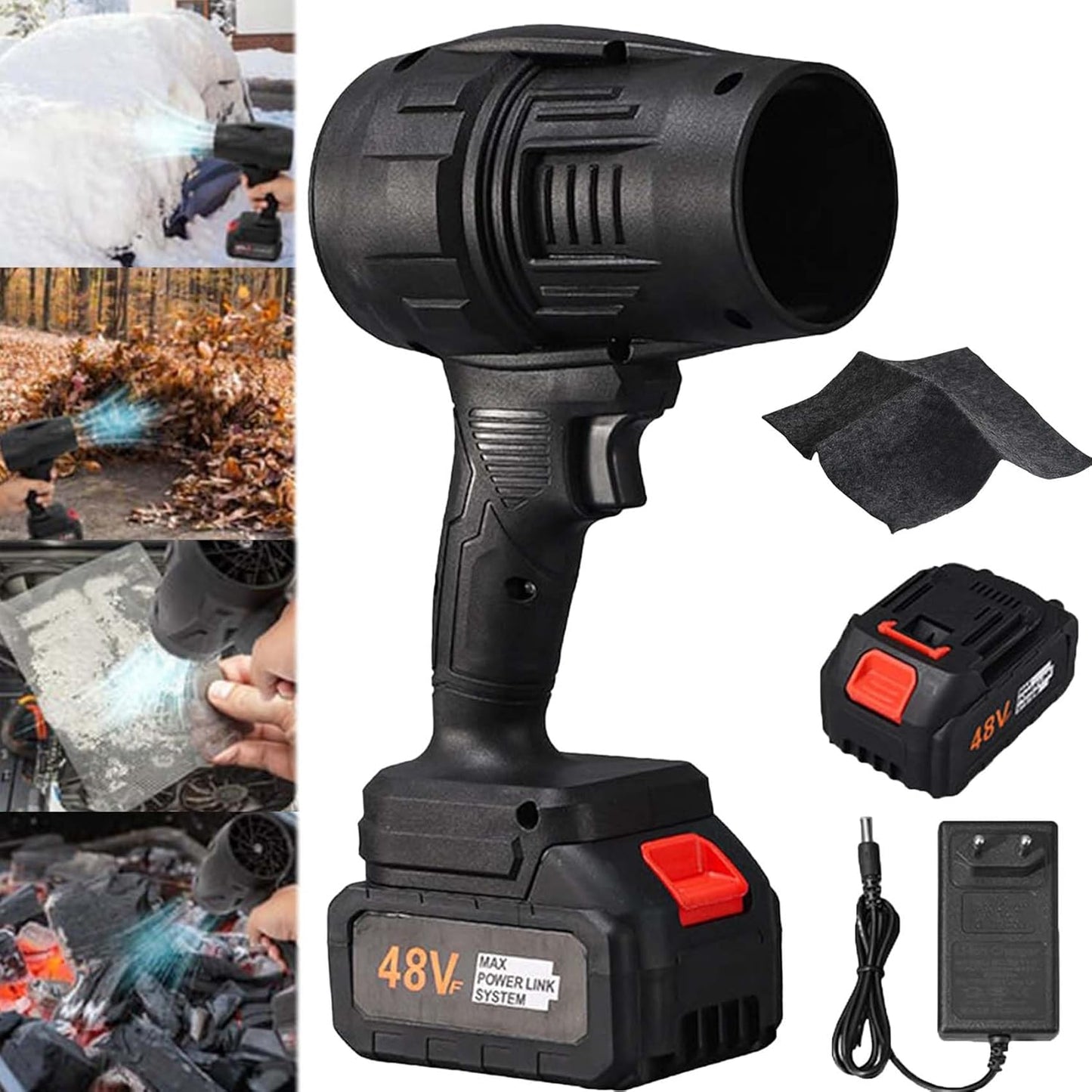 Puissant Souffleur d'air portable, dépoussiéreur à air sans fil Turbo haute pression, rechargeable avec 2 batteries de 48V