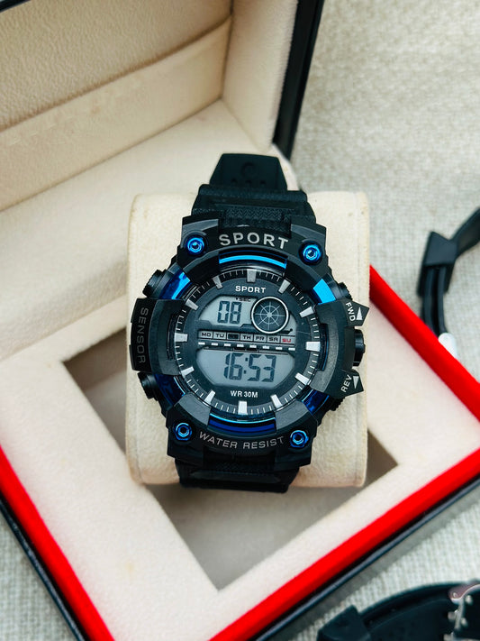 Montre numérique unisexe, Montres de sport WR 30M résistant à l'eau