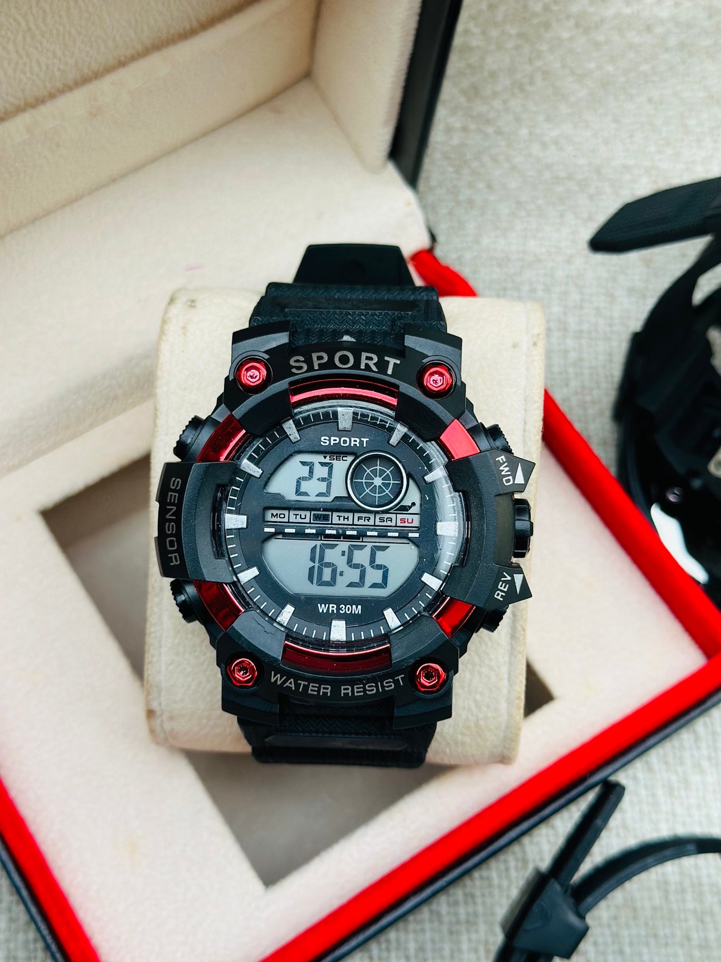 Montre numérique unisexe, Montres de sport WR 30M résistant à l'eau