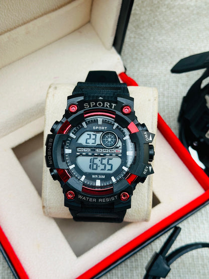 Montre numérique unisexe, Montres de sport WR 30M résistant à l'eau